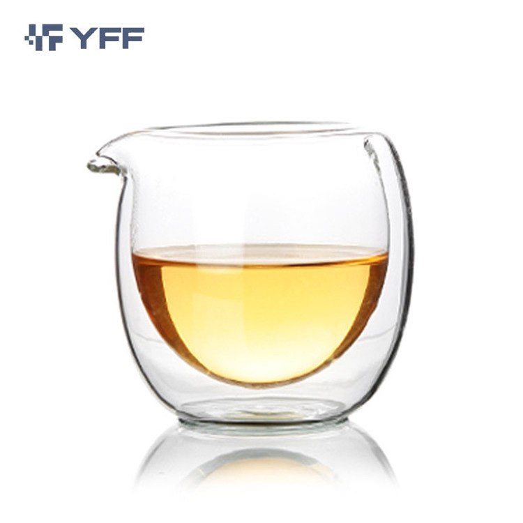 High Borosilicate Glass 200ml Heat Resistant Double Wall Glass Cup with Spout for tea Tealight Candle Cup