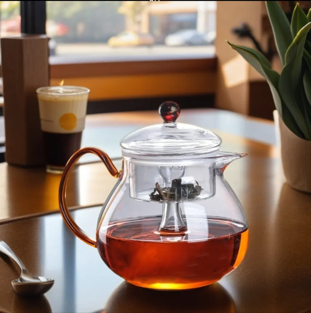 2024 High Borosilicate Glass Teapot with Strainer Clear Multiple Heat Resistant Glass Tea Maker Safe Tea Kettle