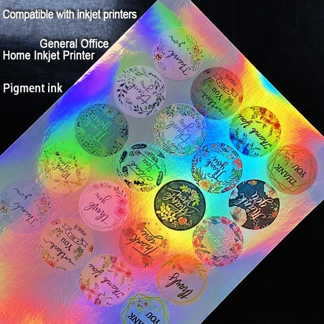 Printable a3 vinyl sticker paper full sheets holographic adhesive film a4 size inkjet transparent hologram self adhesive paper