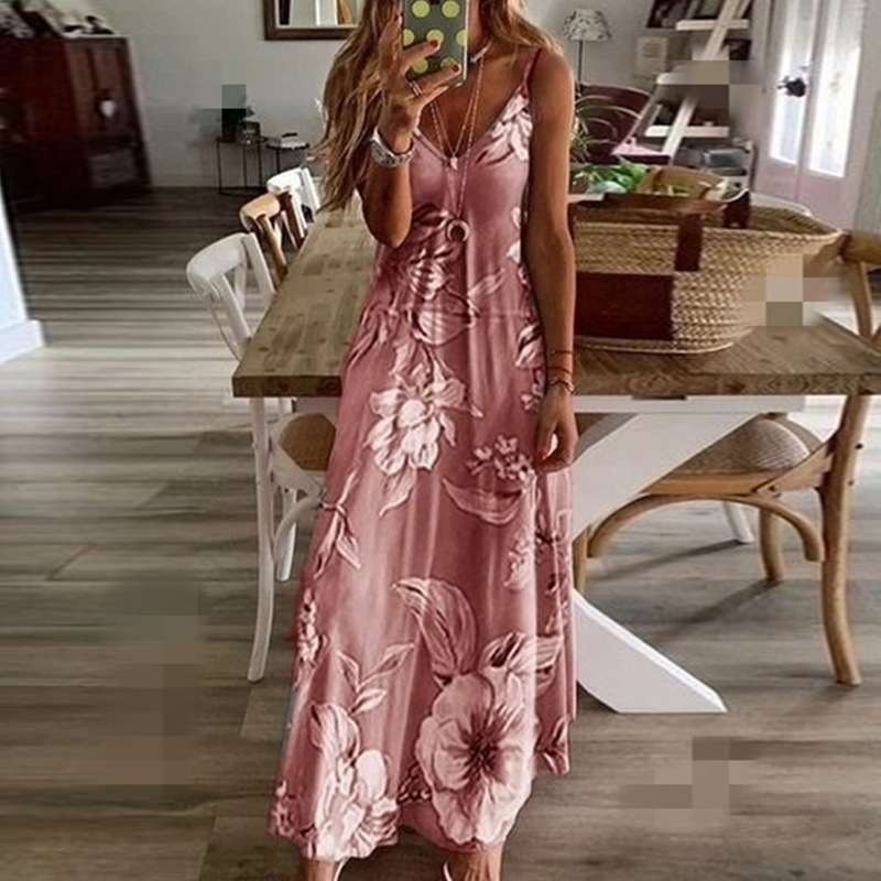 Slip Dress Summer 2023 Bohemian Sleeveless Backless Stylish Floral Casual Maxi Dress Sundresses For Women Evening Dress