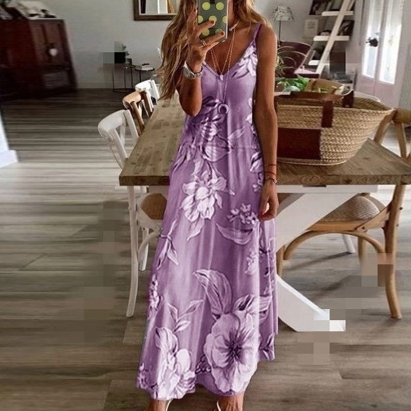 Slip Dress Summer 2023 Bohemian Sleeveless Backless Stylish Floral Casual Maxi Dress Sundresses For Women Evening Dress