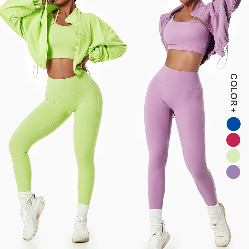 Sportswear Workout Sets Track Suit Women Sports Jacket Tights Leggings Yoga Gym Fitness Sets for Women