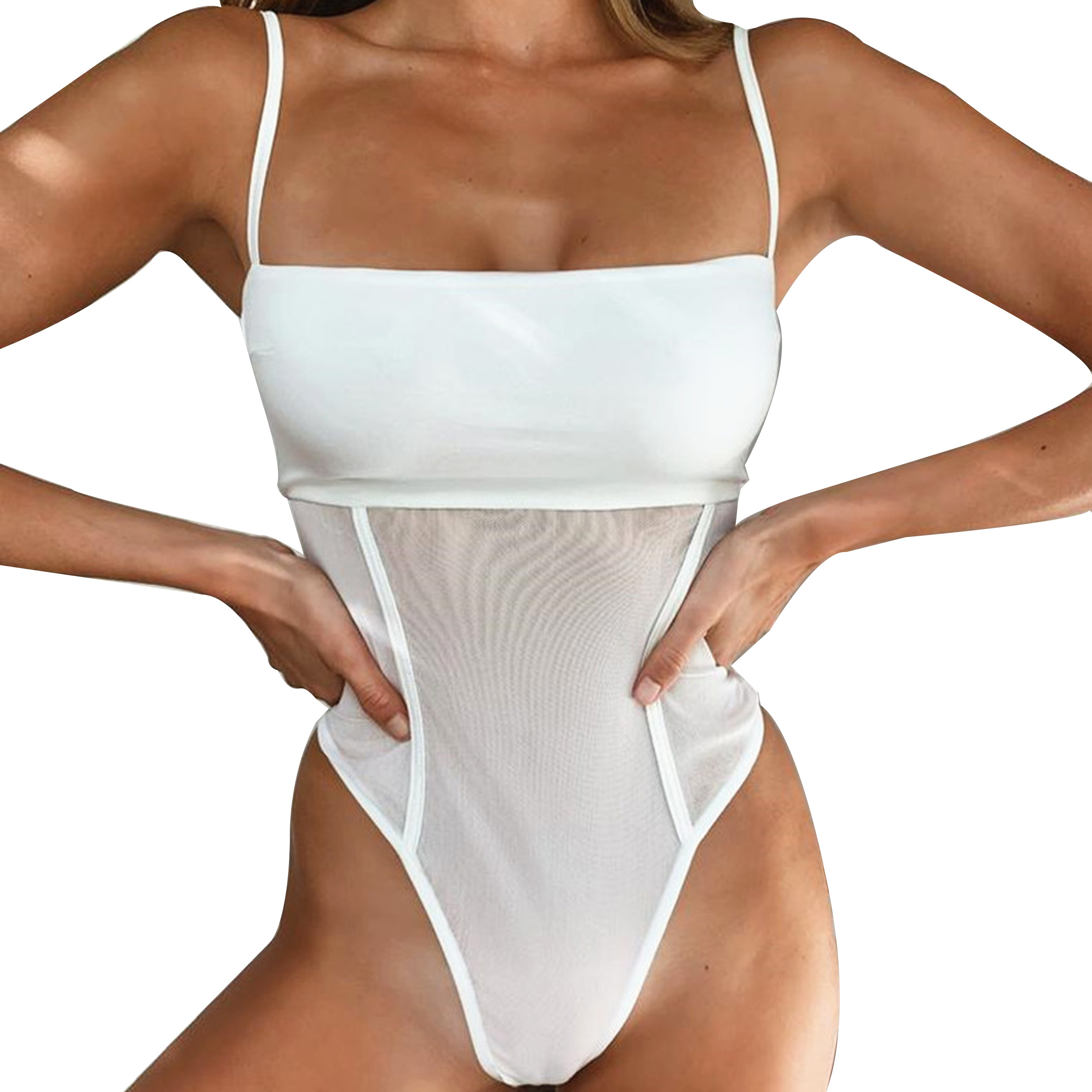 Sexy Nude Models Mesh Transparent Bikini Women One Piece Swimsuit