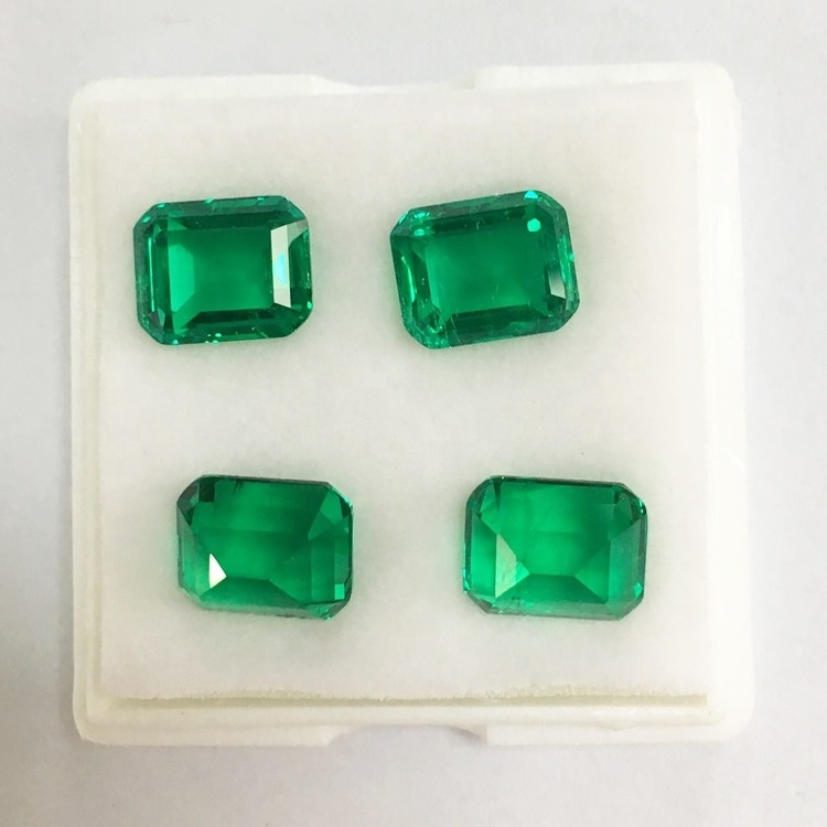 Excellent rectangle Hydrothermal Colombian Emerald 1.0 ct Synthetic Gemstone  with certificate