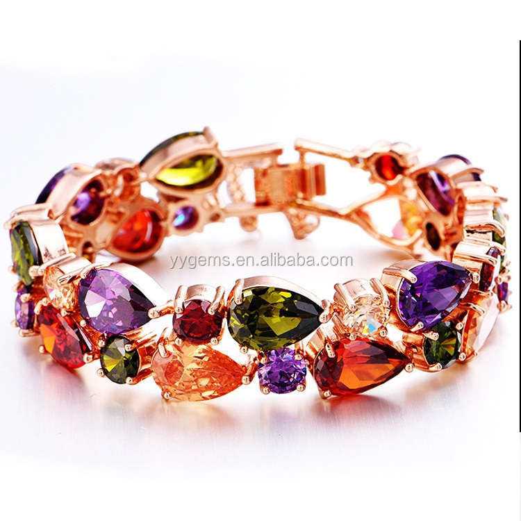 Best Selling Products Golden Plating 3A Cubic Zirconia Gems CZ Bracelets