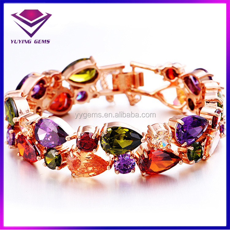 Best Selling Products Golden Plating 3A Cubic Zirconia Gems CZ Bracelets