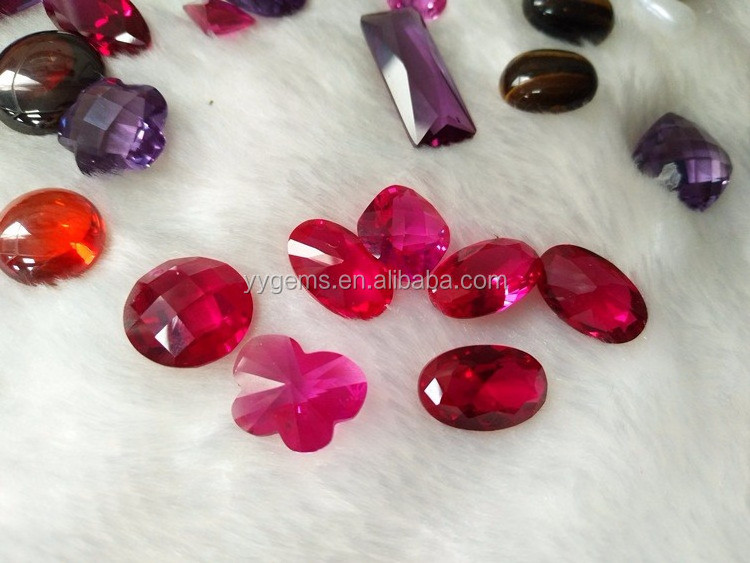 Faceted round Synthetic Corundum Myanmar Ruby artificial natural gemstone Jewelry sale