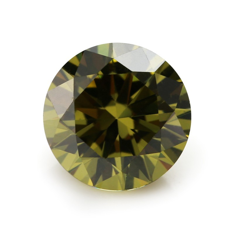 Factory Directly Apple Green CZ Stone Round Cut 3A Quality Cubic Zircon Gemstone for Jewelry Making