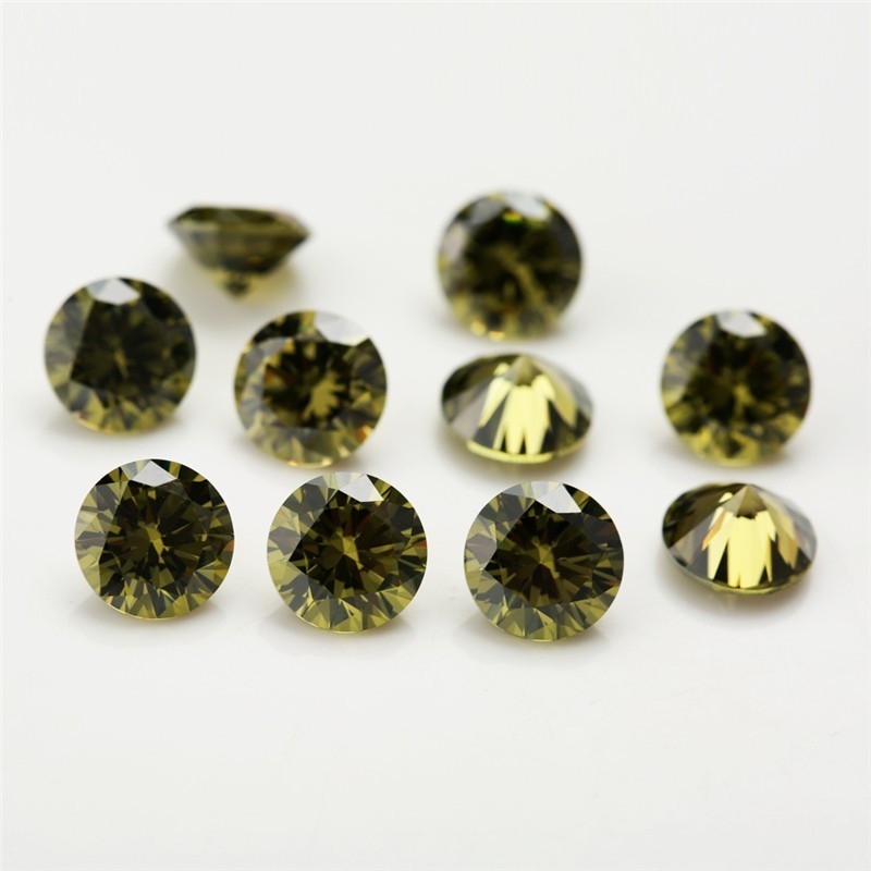 Factory Directly Apple Green CZ Stone Round Cut 3A Quality Cubic Zircon Gemstone for Jewelry Making