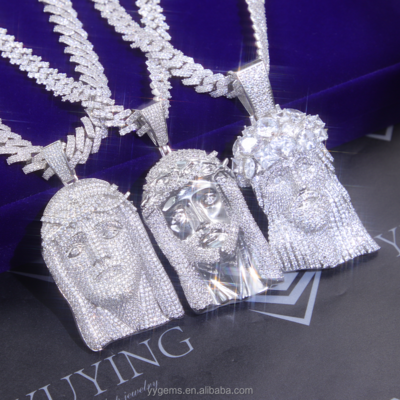 Hot Sell 925 Silver VVS Moissanite Diamond Set Jesus Pendant Men Fashion Hip Hop Jewelry Iced Out Jesus Pendant