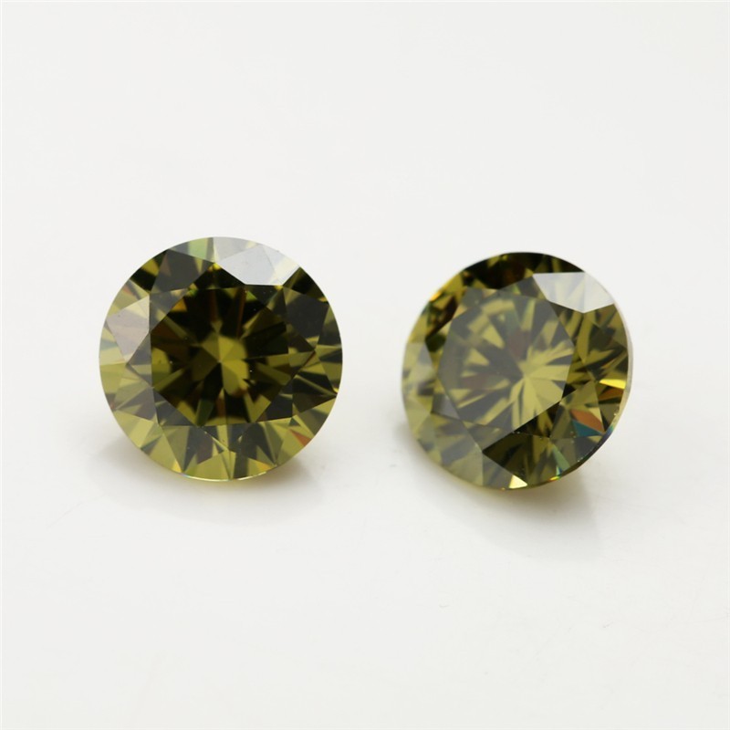 Factory Directly Apple Green CZ Stone Round Cut 3A Quality Cubic Zircon Gemstone for Jewelry Making