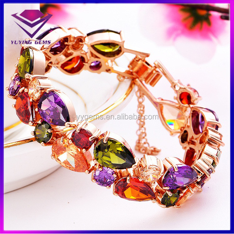 Best Selling Products Golden Plating 3A Cubic Zirconia Gems CZ Bracelets