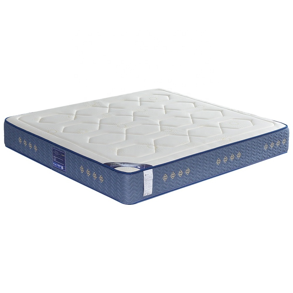 High density quality fabric bed mattress in a box double size waterproof high bonnell latex foam memory pocket spring mattress