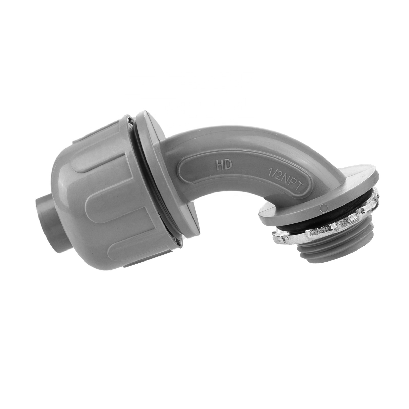 1/2 inch Non-metallic Liquid Tight Conduit Connectors for Electrical PVC Flexible Conduit Fittings NPT 90 Degree Grey