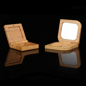 single case natural bamboo eye shadow/Powder box/case with mirror