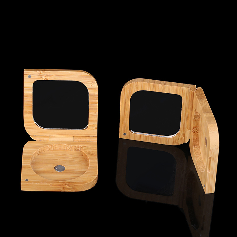 single case natural bamboo eye shadow/Powder box/case with mirror