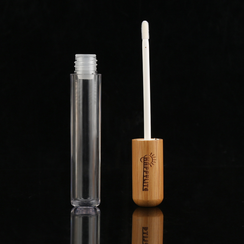 Eco Friendly Bamboo Lip Gloss Containers Tube Shape Lipgloss Makeup Containers 5ml Bamboo Clear Lip Gloss Tubes