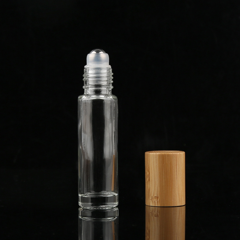 5ml 10ml 15ml Frosted Brown Roller Bottle Perfume Essential Oils Bamboo Glass Roll On Bottle With Bamboo Lid And Rollers