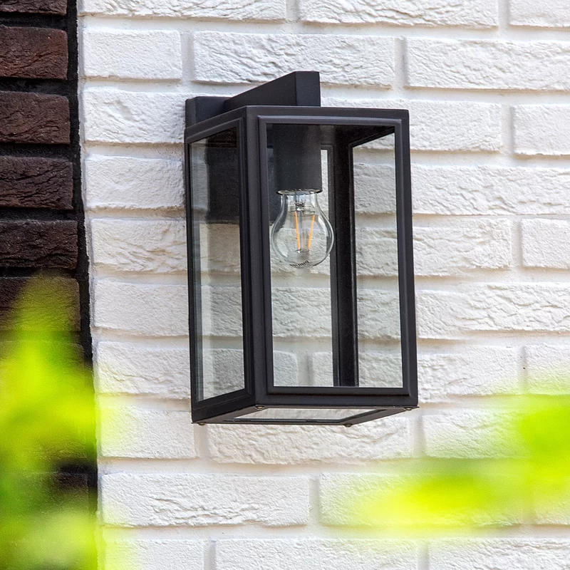 modern ip44 black stainless steel square E27 outdoor lights wall mounted sconce lantern light