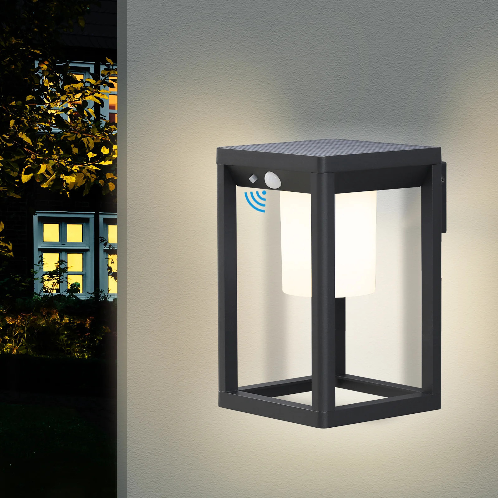 Hot sell die-cast aluminum waterproof motion sensor candle outdoor sconce solar light for wall