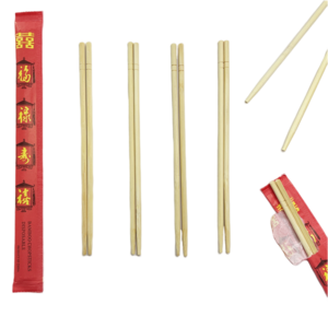 Chinese Wholesale Chopsticks Print Customised Logo Disposable Bamboo Round Noodle Chopsticks