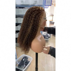 Super Long 10\"-40' Inches 5X5 Transparent Lace Closure Wig Natural Black Kinky Curly 250% 280% Density Human Hair Glueless Wig