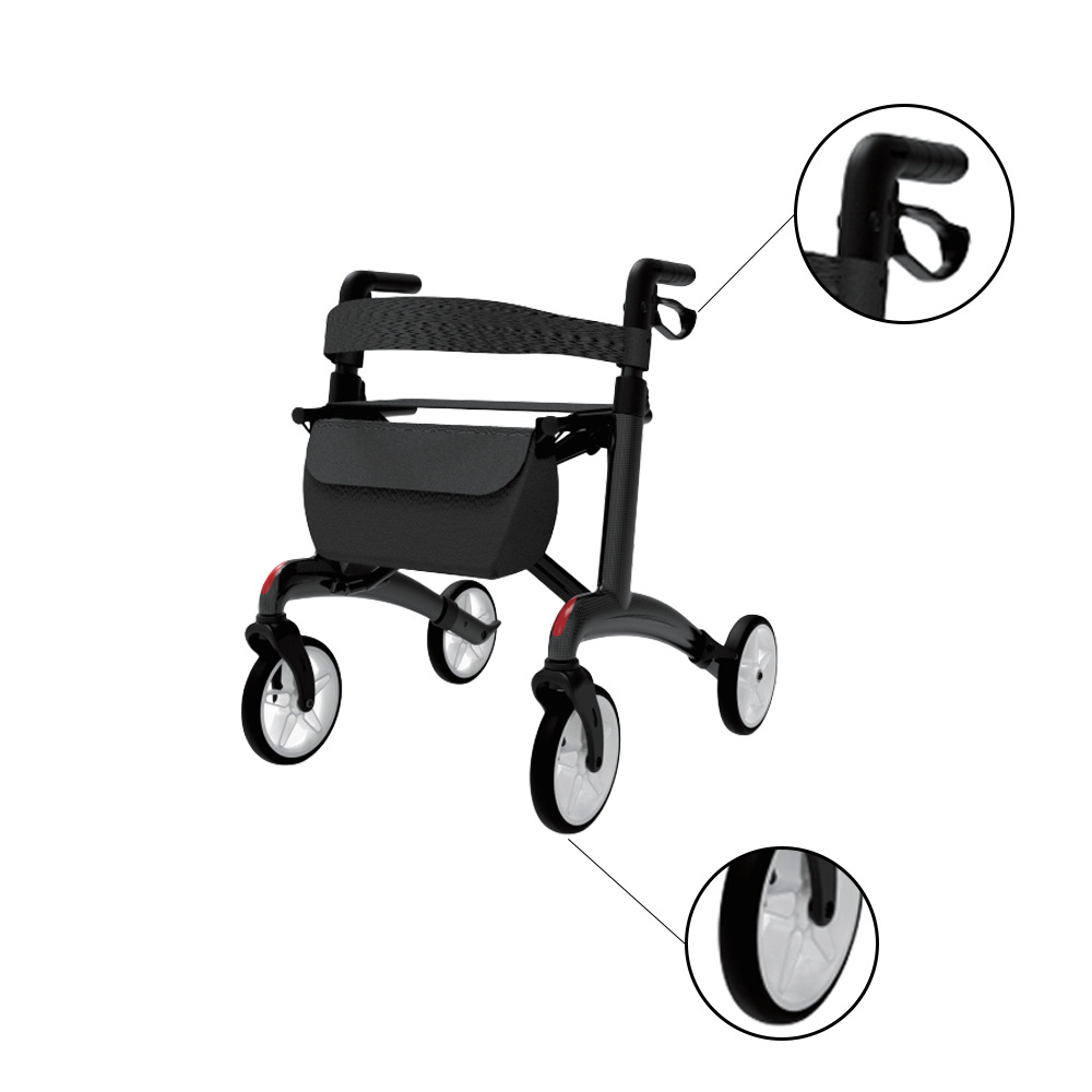 Aluminum Rolling Walker For Recovery 4-leg Walker Adult Folding Rollator Electric For Disabled