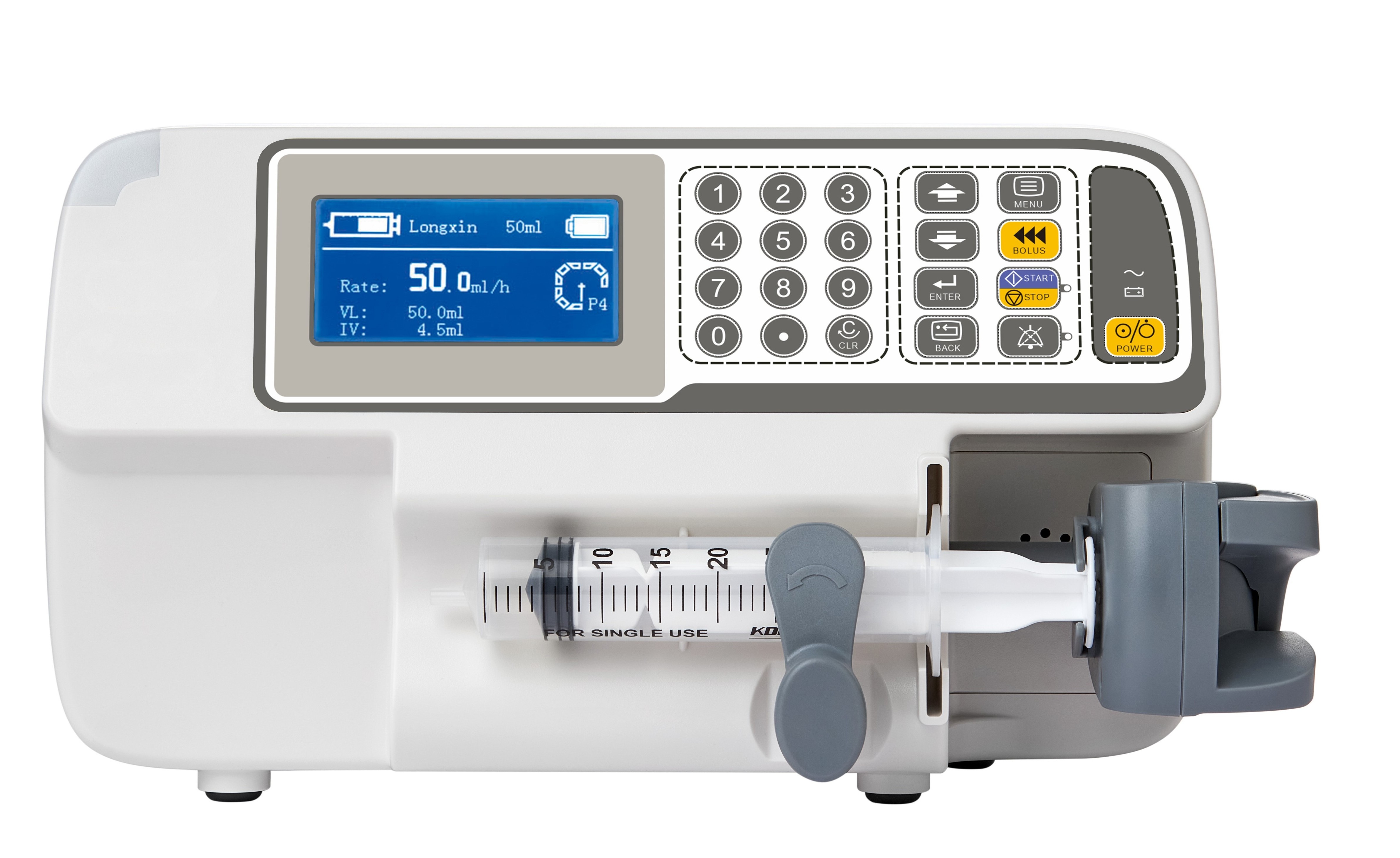 Single channel automatic bolus injection and calibration medical Icu use infusion pump digital syringe pump