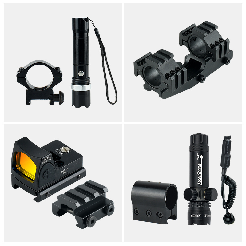 SYQT Multi-functional Scope Sight Set 1-5X24IR With Red Dot Laser Flashlight Combo for Outdoor Activities