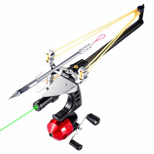 Red/Green Laser Long Rod Telescopic Catapult Remote Hunting Fishing Slingshot Three Stage Telescopic Slingshot