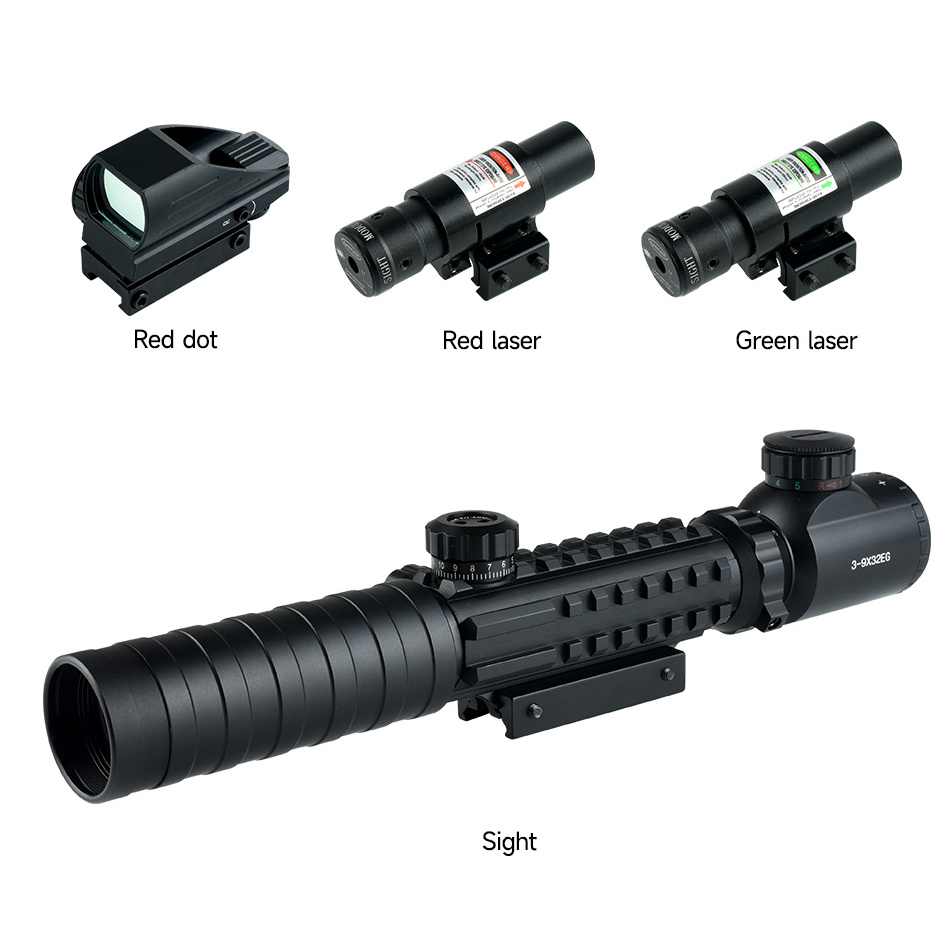 SYQT 3-9x32 EGC 4 in 1 Tactical Sight Green Red Illuminated High Power Laser Sight Combo