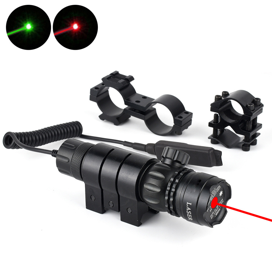 SYQT Tactical Scope Laser Sight Green/Red 532nm 650nm Hunting Dot with 11mm/20mm Adapter Remote Pressure Switch