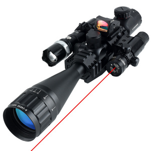 SYQT 6-24x50 AOEG Rangefinder Hunting Scope With Holographic 4 Reticle Sight Red Dot Green Laser Combo