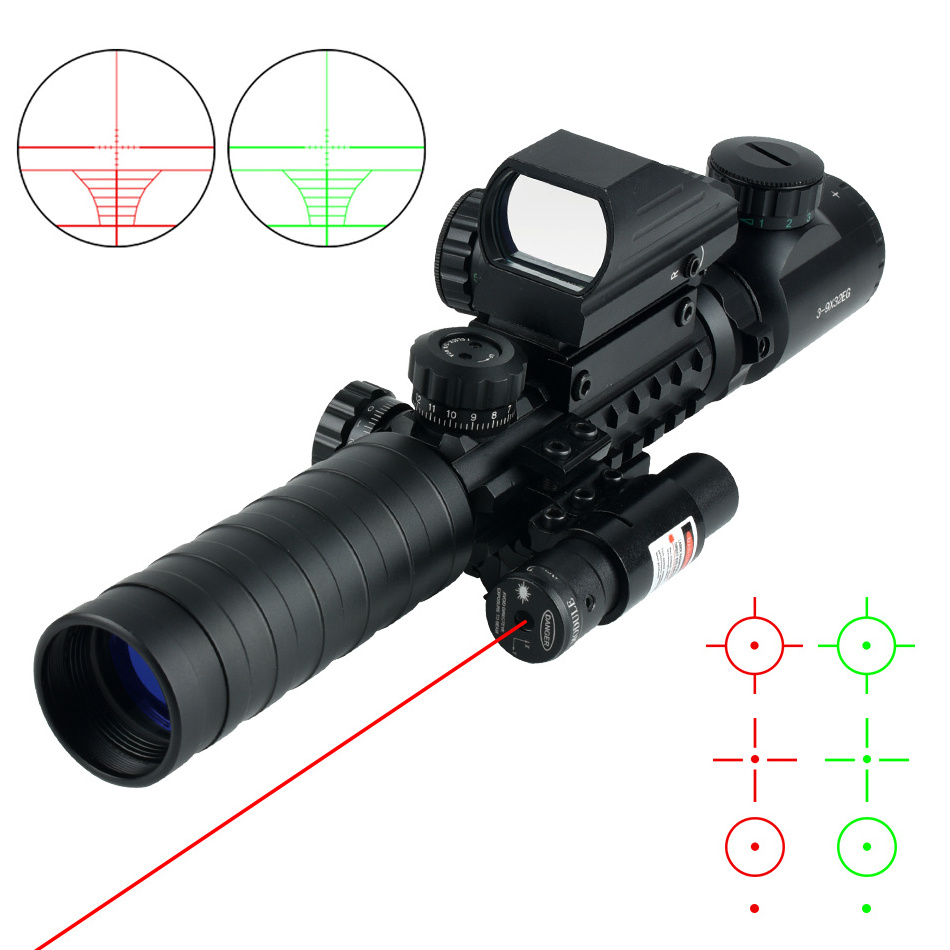 SYQT 3-9x32 EGC 4 in 1 Tactical Sight Green Red Illuminated High Power Laser Sight Combo