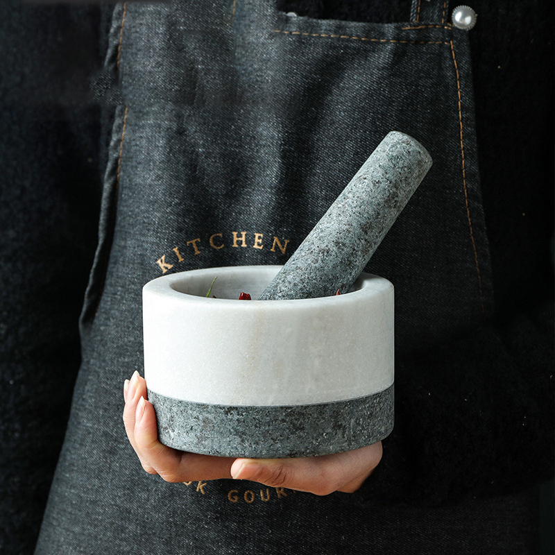 Manual Marble Pestle And Mortar Kit Garlic Spice Press Pounder Salt Grinder Mill Squeezer Pepper Herb Chilli Crusher Kitchen