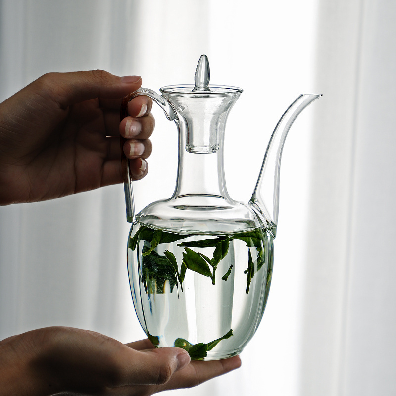 Retro High Borosilicate Glass Brewing Teapot Heat-resistant Water Kettle Tea Dispenser Tea Pots Restaurant Teaware Drinkware