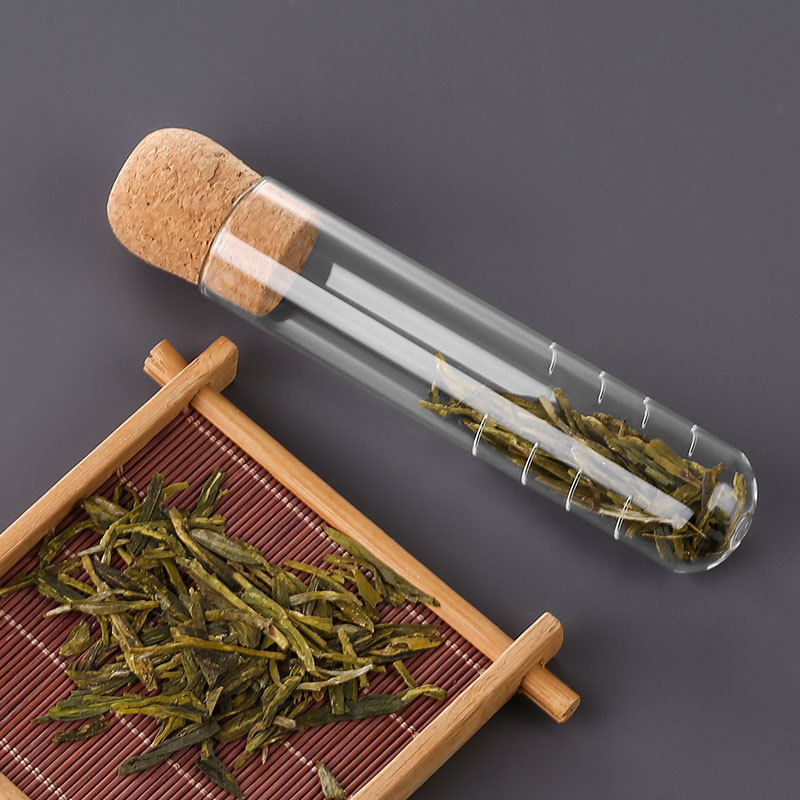 Wholesale Clear Borosilicate Glass Tube Shaped Tea Infuser With Cork Lid Durable Heat-Resistant Tea Strainer Accessories Teaware