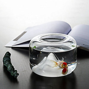 Creative Transparent Glass Fish Bowl Snow Mountain Fish Tanks Desktop Micro Landscape Fish Jar Aquariums Pet Supplies Home Decor