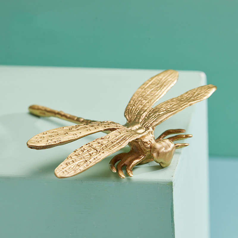 Dragonfly Brass Furniture Handles Nordic INS Kitchen Drawer Cabinet Door Cupboard Dresser Pulls Knobs Bedroom Wardrobe Hardware