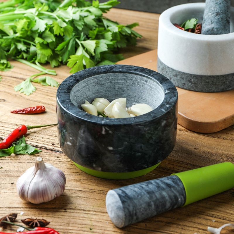 Manual Marble Pestle And Mortar Kit Garlic Spice Press Pounder Salt Grinder Mill Squeezer Pepper Herb Chilli Crusher Kitchen