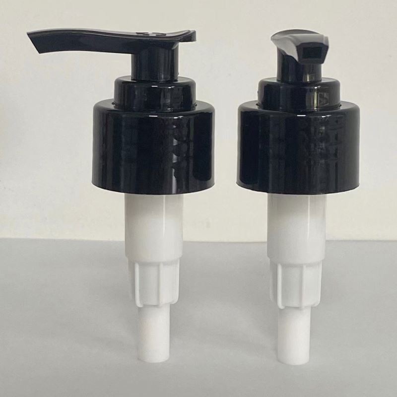 Wholesale plastic lotion pump 24mm 28mm black white color ribbed cap for lotion bottle