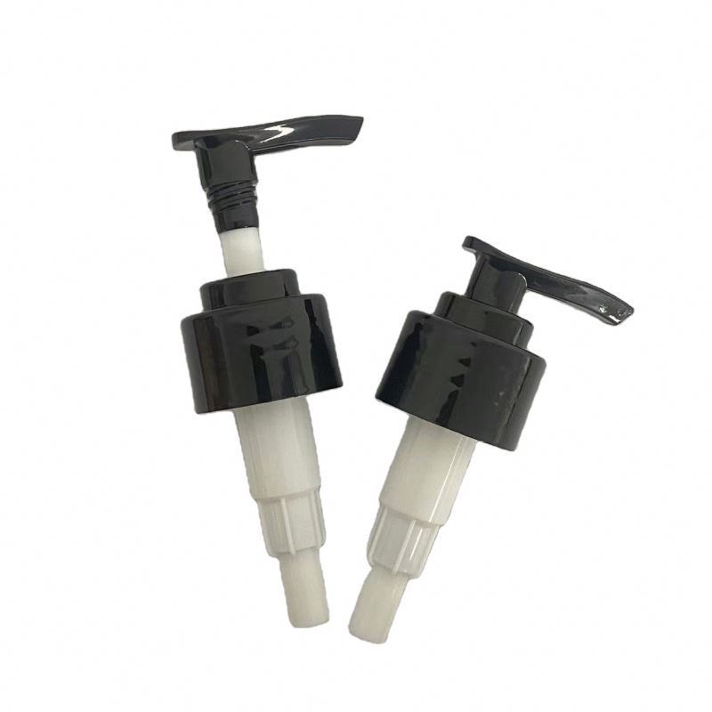 Wholesale plastic lotion pump 24mm 28mm black white color ribbed cap for lotion bottle