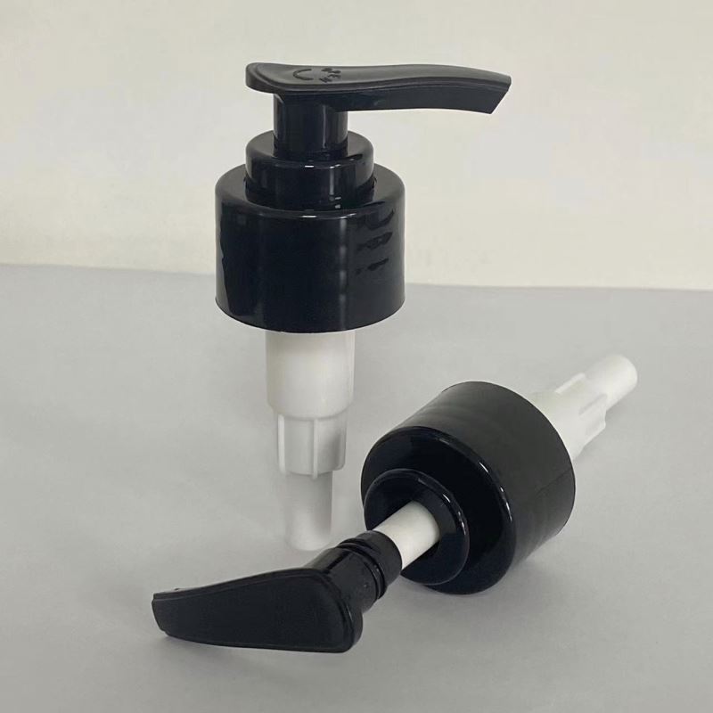 Wholesale plastic lotion pump 24mm 28mm black white color ribbed cap for lotion bottle