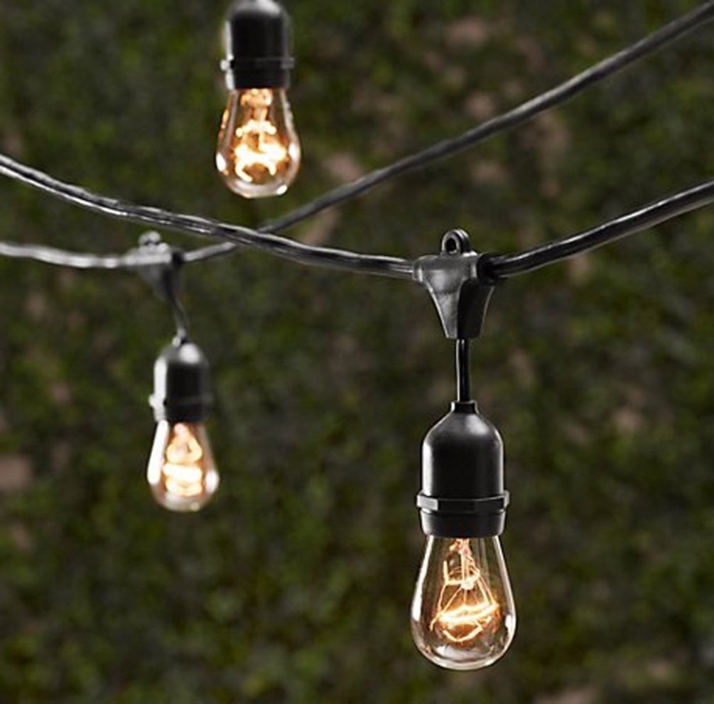 48FT String Lights Outdoor E26 E27 S14 Edison Bulb included Christmas Waterproof outdoor bulb light string led g40