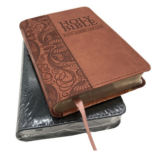 2022 China Cheap Black Leather Cover Bible Book printing