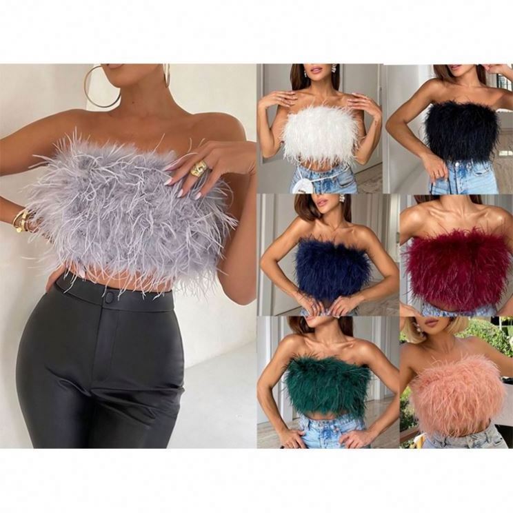 Hot New Design Sexy Ostrich Feathers Feather Wrap Top And Skirts