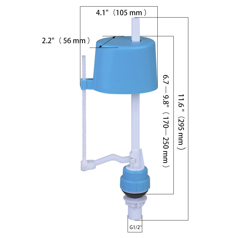 Professional Design Toilet Tank Mechanism Bottom Fill For Two-Piece Universal 2 Inch Adjustable Anti Siphon Fill Flush Valve