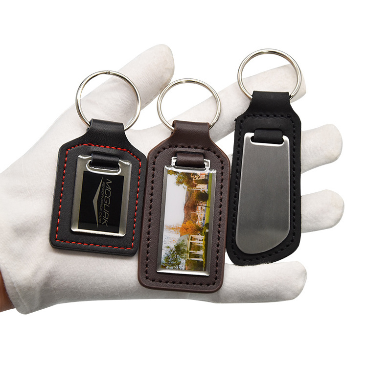 Wholesale personalized custom leather keychain engrave blank car pu leather keychain