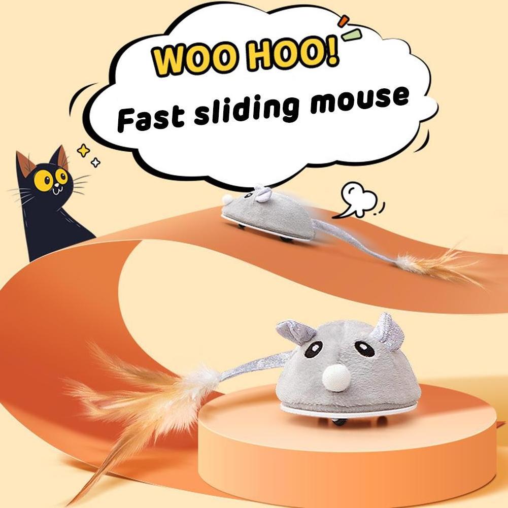 USB Charging Teasing Feather Tail Kitten Games Interactive Toy Electronic Mouse Cat Toy Interesting Novelty Cat Accessories