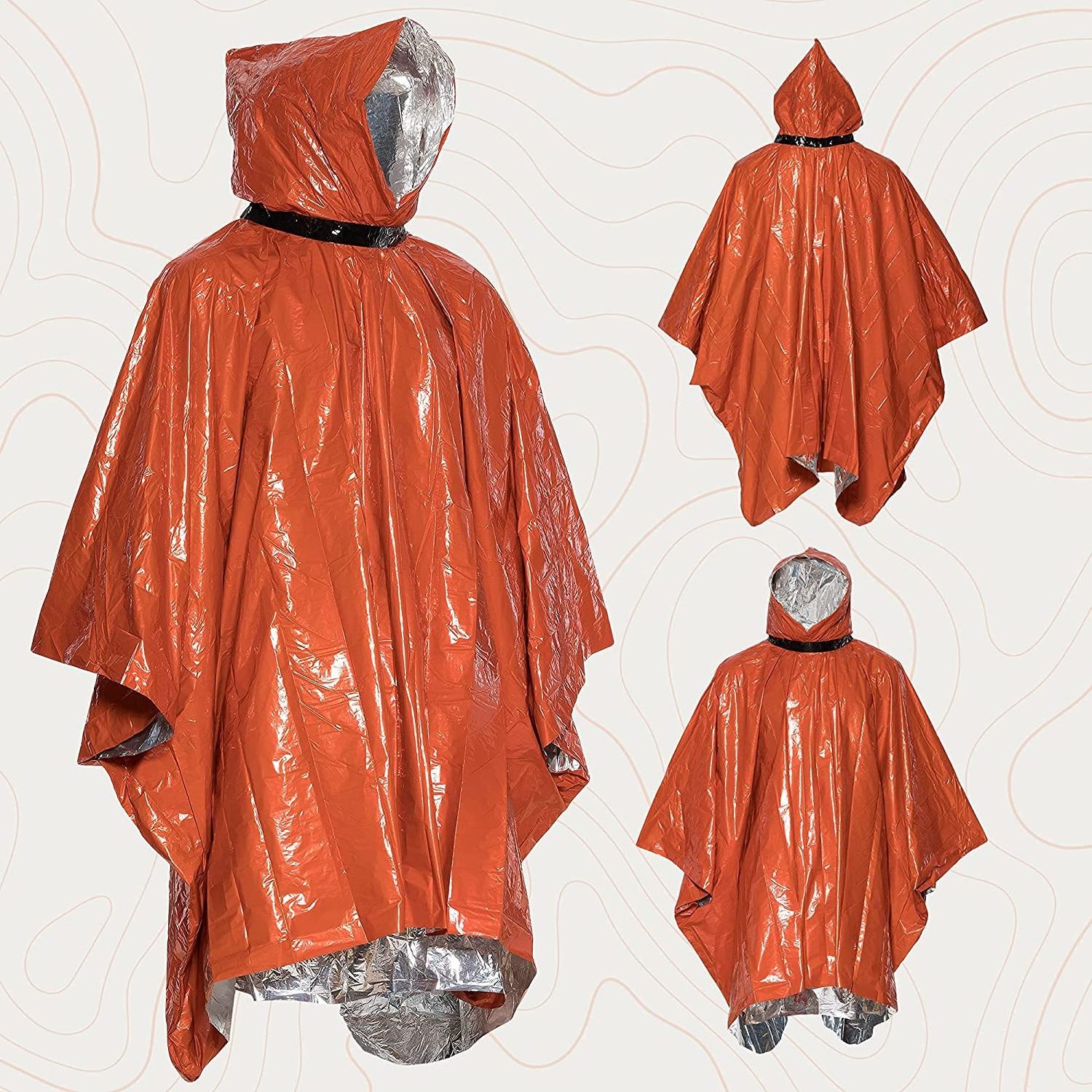 Go Time Gear Emergency Survival Life Poncho - 2 Thermal Mylar Space Blanket Rain Ponchos